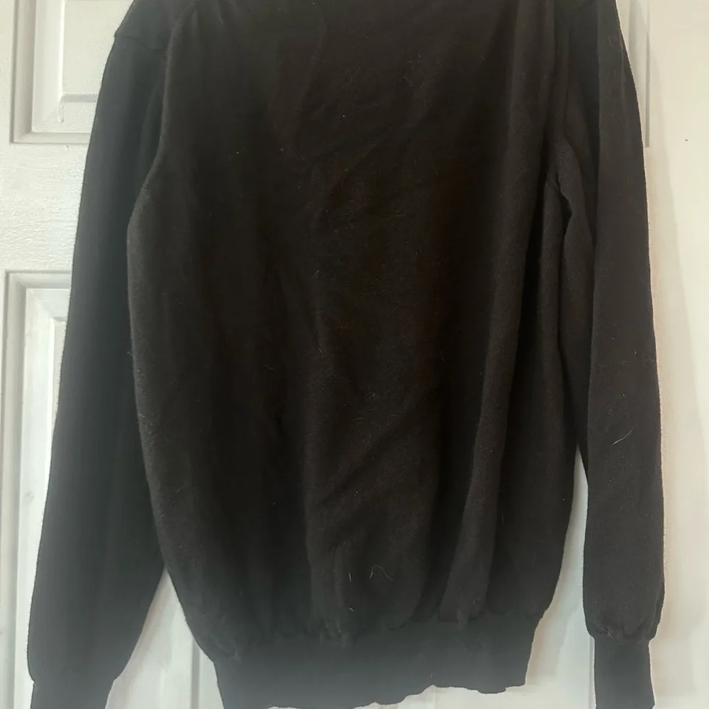 Toscano Firenze 100% Merino Wool Sweater Men's Size XL Black V Neck Long Sleeve.
